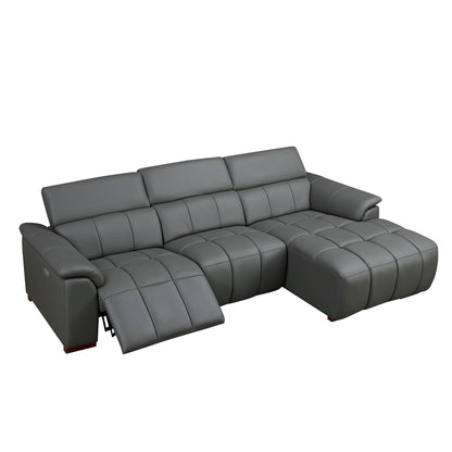 Modern Electric Wall-Hugger Reclining L-Shaped Leather Sofa with USB Port