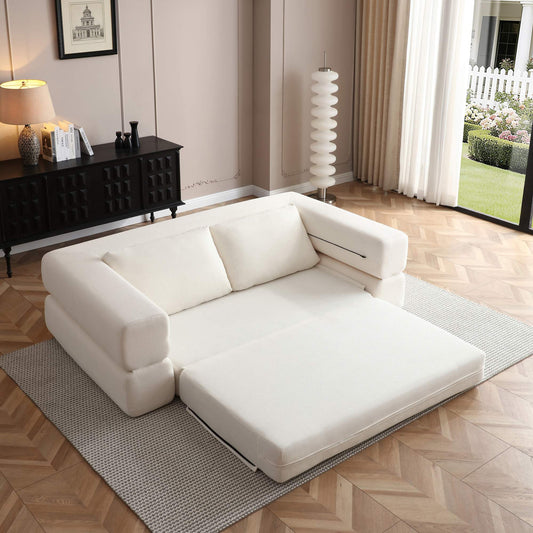 3-in-1 Convertible Corduroy Sofa Bed, Folding Floor Couch with Pillows