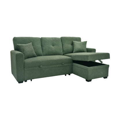 Convertible Sofa Bed with Reversible Chaise, Storage & Breathable Fabric