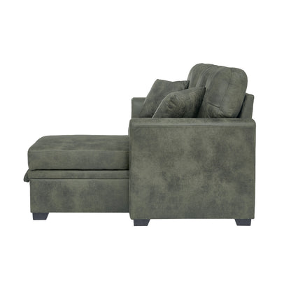L-Shaped Sectional Sofa with Pull-Out Bed, Reversible Chaise & Storage