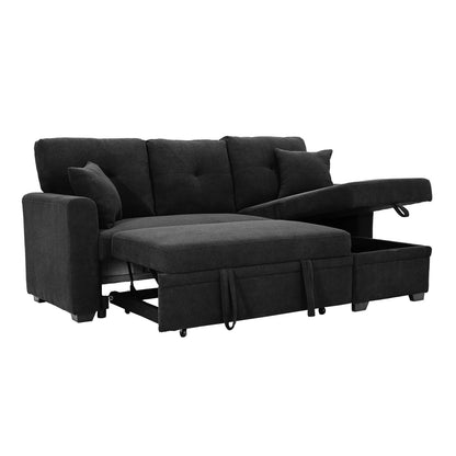 Convertible Sofa Bed with Reversible Chaise, Storage & Breathable Fabric