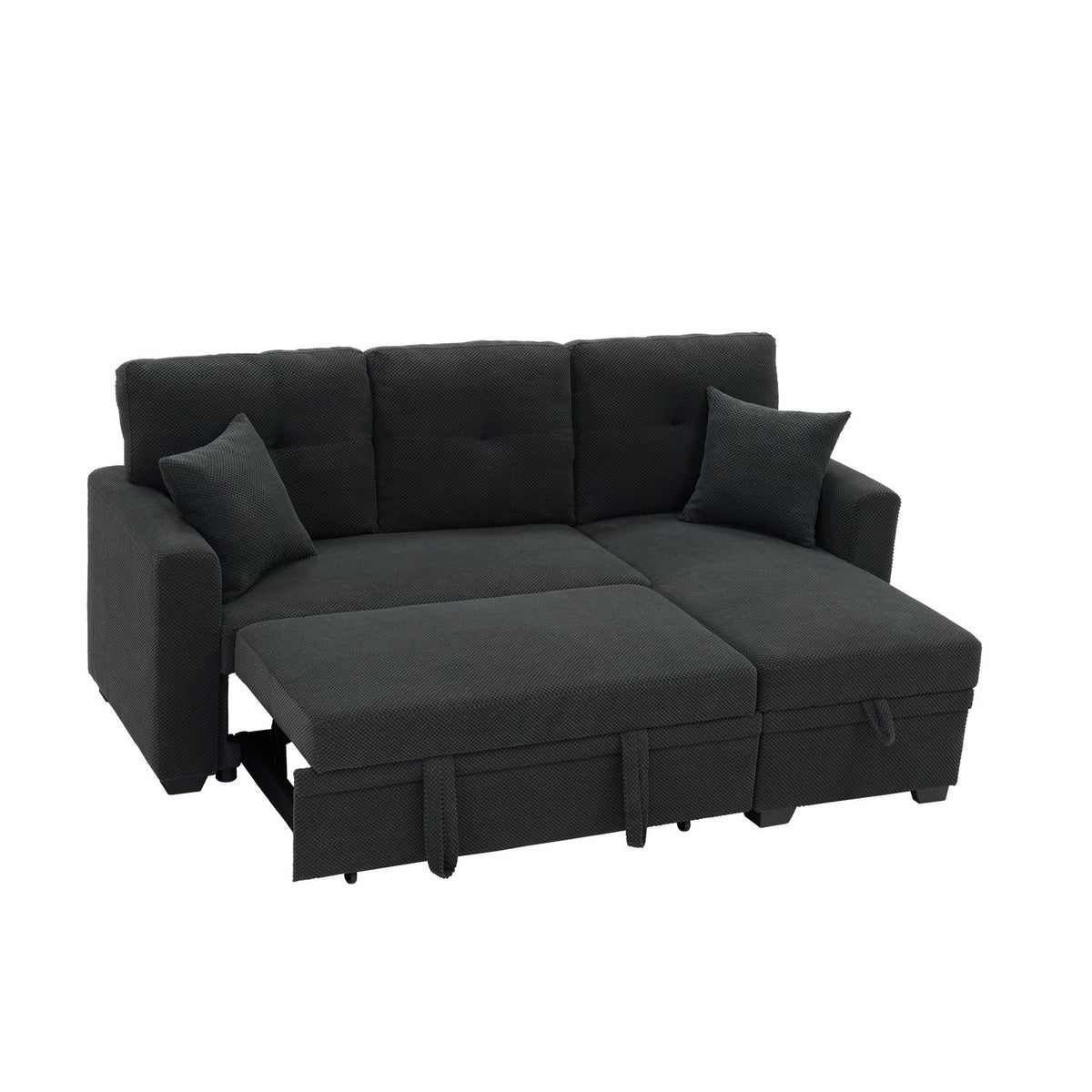 Convertible Sofa Bed with Reversible Chaise, Storage & Breathable Fabric