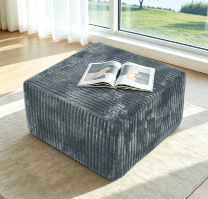 Square Striped Corduroy Modular Ottoman Cube, Upholstered Footstool
