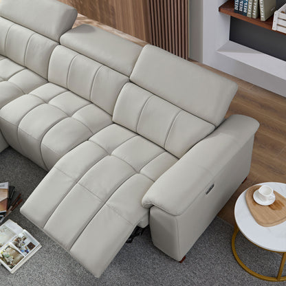 Modern Electric Wall-Hugger Reclining L-Shaped Leather Sofa with USB Port