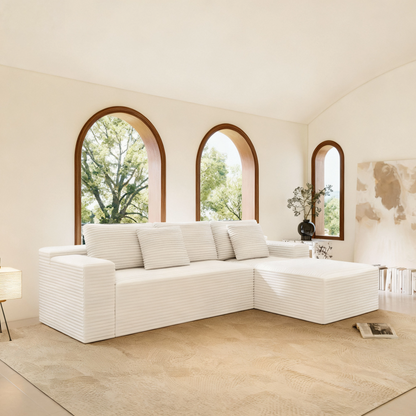 Compressed Modular Sofa Seat, Corduroy Upholstered Couch for Living Room & Bedroom
