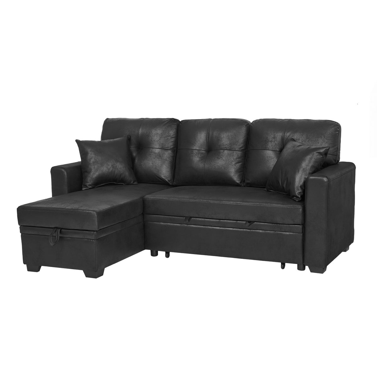 L-Shaped Sectional Sofa with Pull-Out Bed, Reversible Chaise & Storage