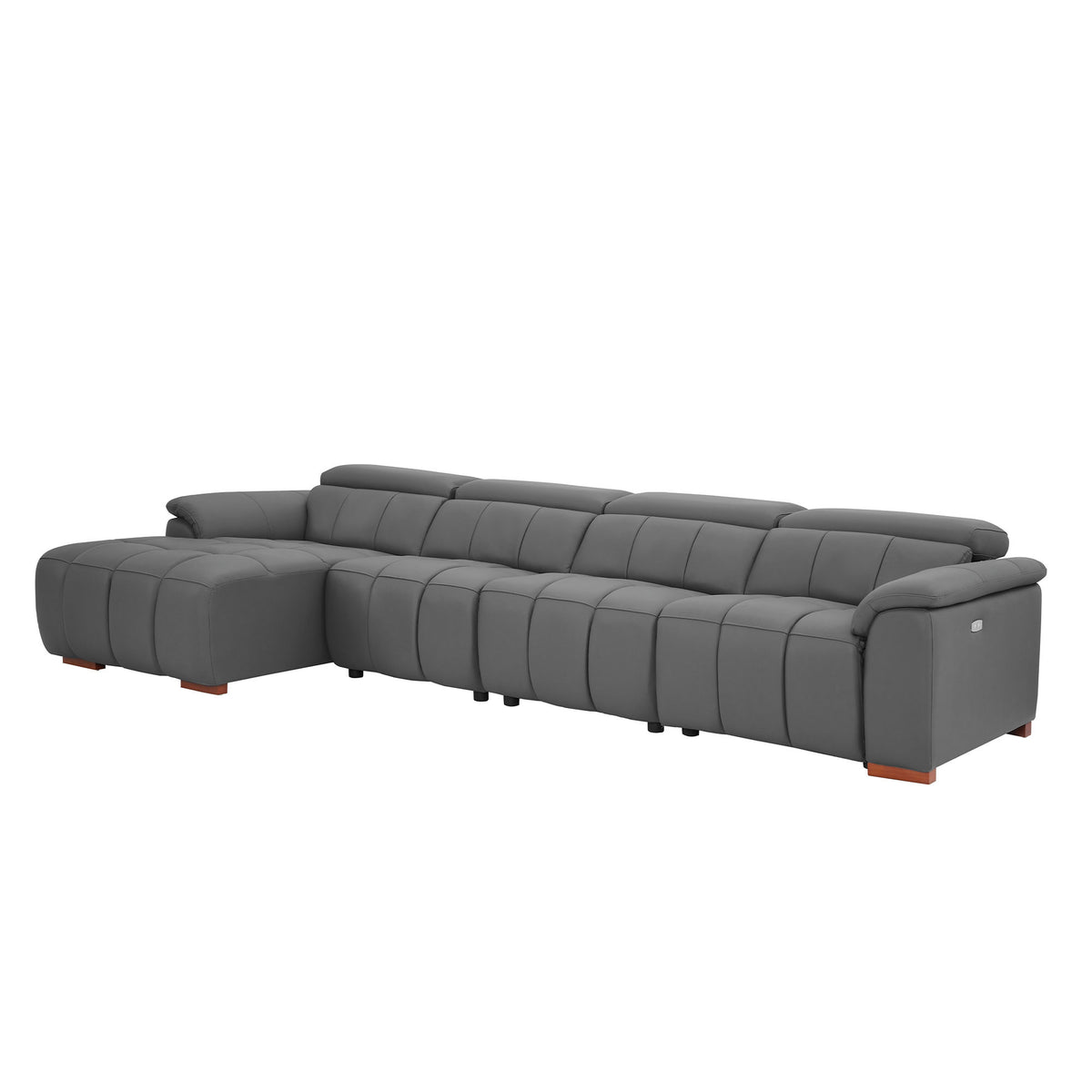 Modern Electric Wall-Hugger Reclining L-Shaped Leather Sofa with USB Port