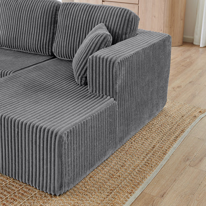 U-Shaped Modular Corduroy Sectional Sofa, Compressed Sleeper Couch