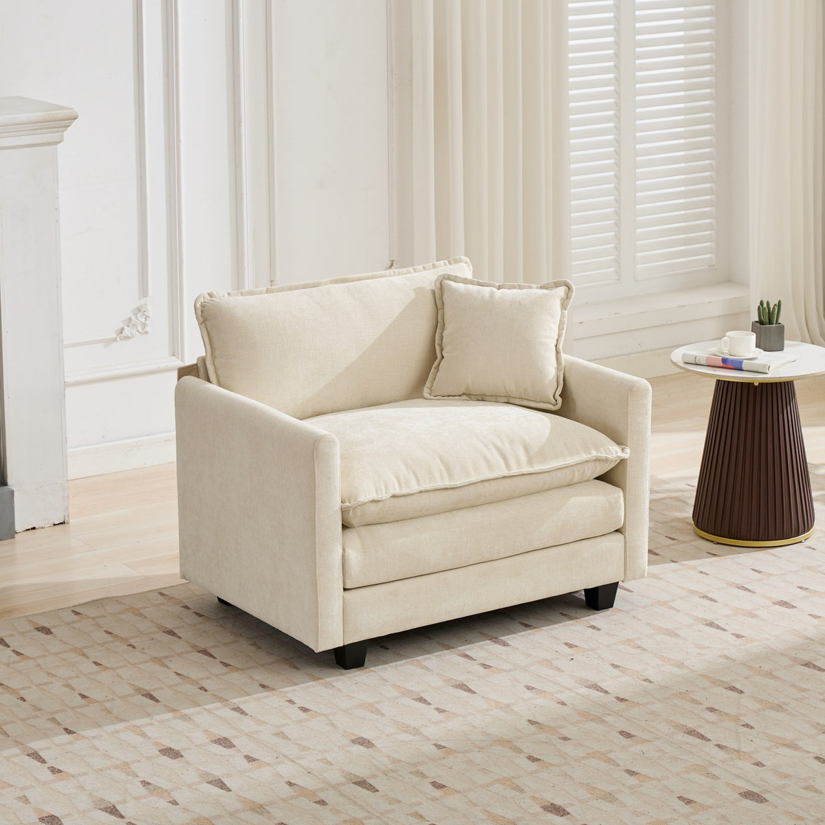 Cloud Sofa Single Seat, Modern Couch, Chenille Fabric