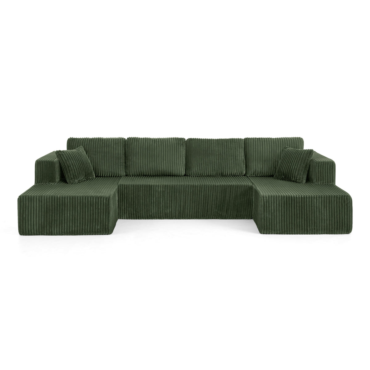U-Shaped Modular Corduroy Sectional Sofa, Compressed Sleeper Couch