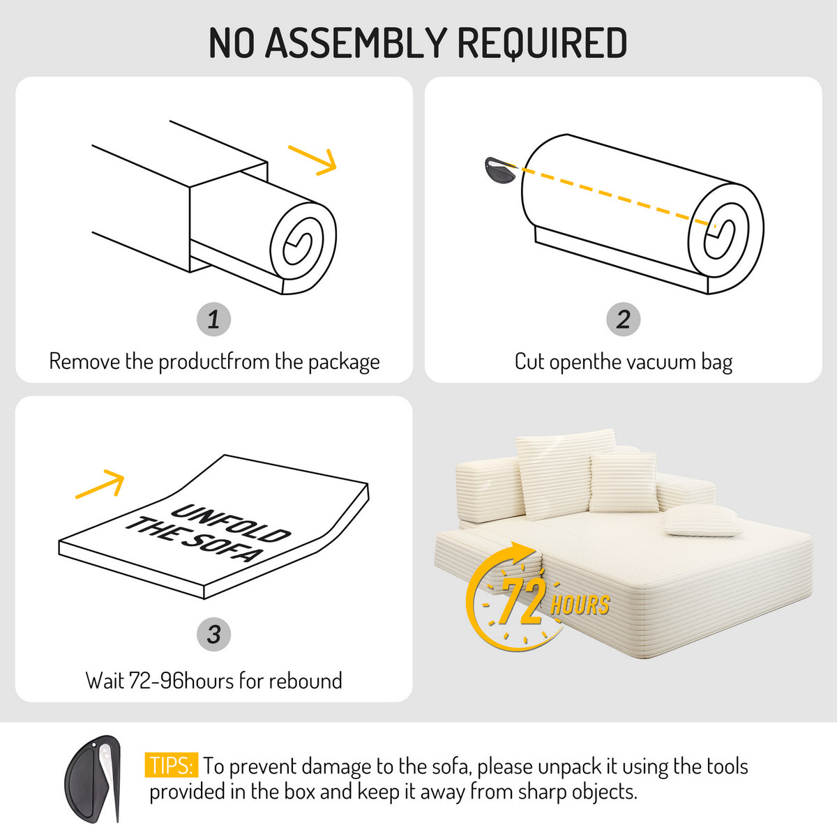 Oversized Plush Corduroy Chaise Lounge Sofa, Convertible Sleeper Couch Bed with Storage Pockets & 3 Pillows