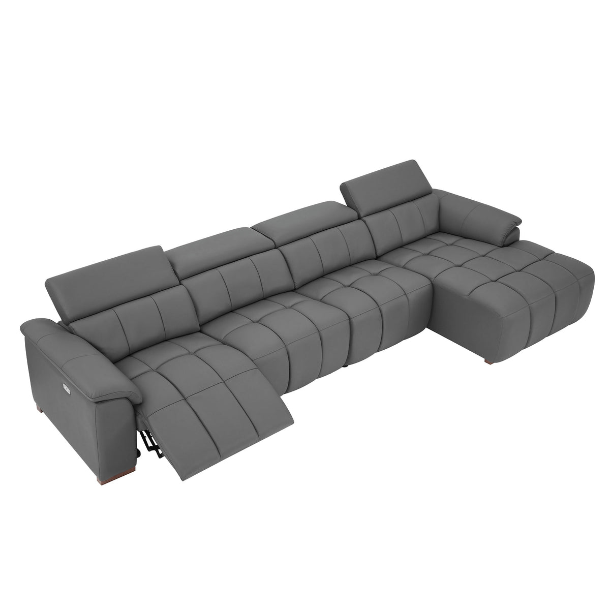 Modern Electric Wall-Hugger Reclining L-Shaped Leather Sofa with USB Port