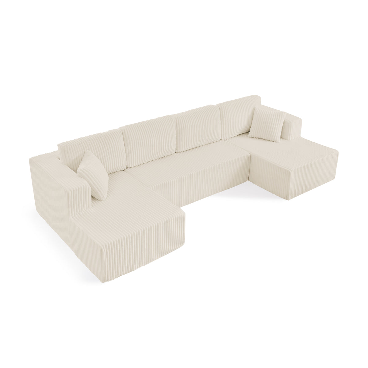 U-Shaped Modular Corduroy Sectional Sofa, Compressed Sleeper Couch