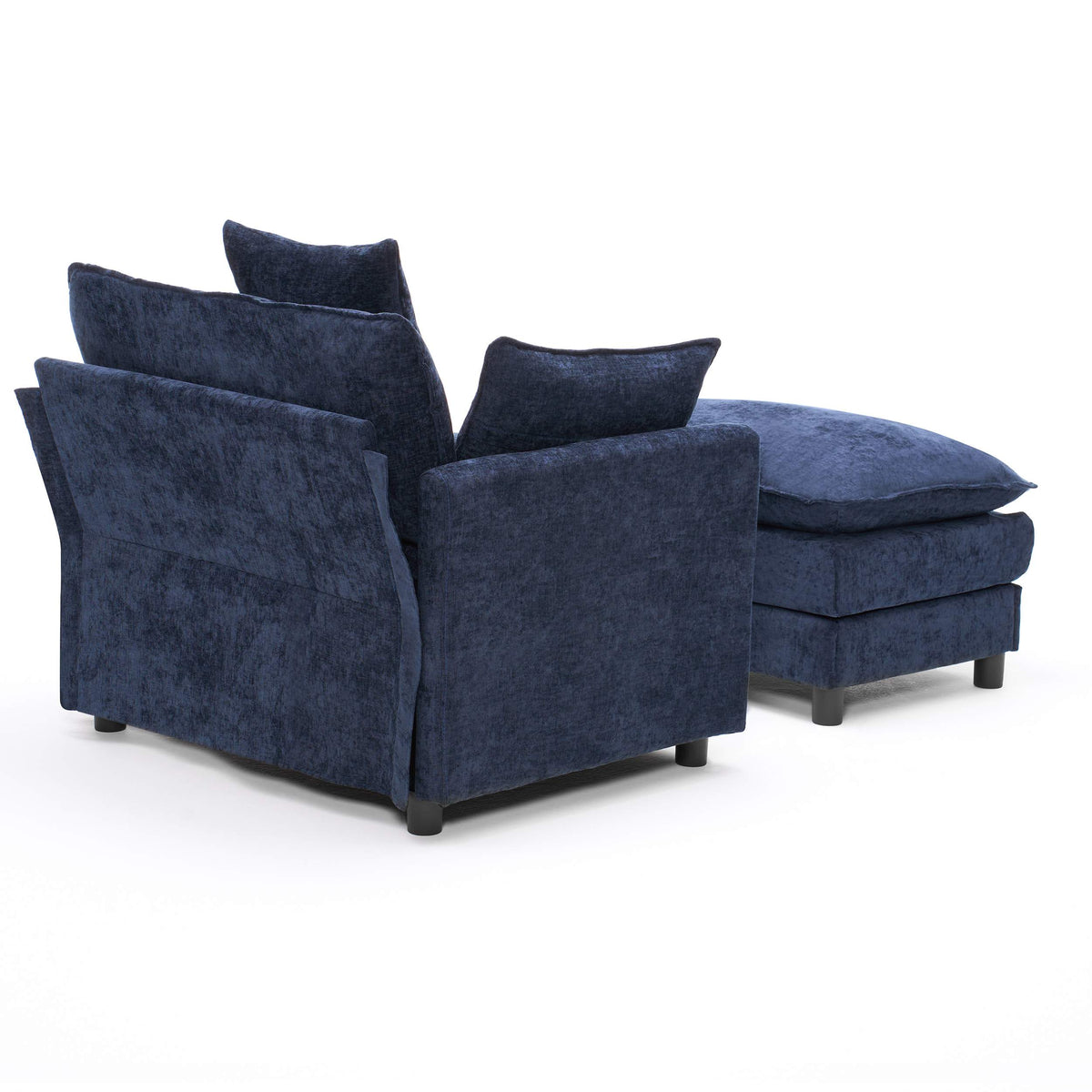 39.4" Chenille Accent Chair with Ottoman, Beige Upholstered Armchair
