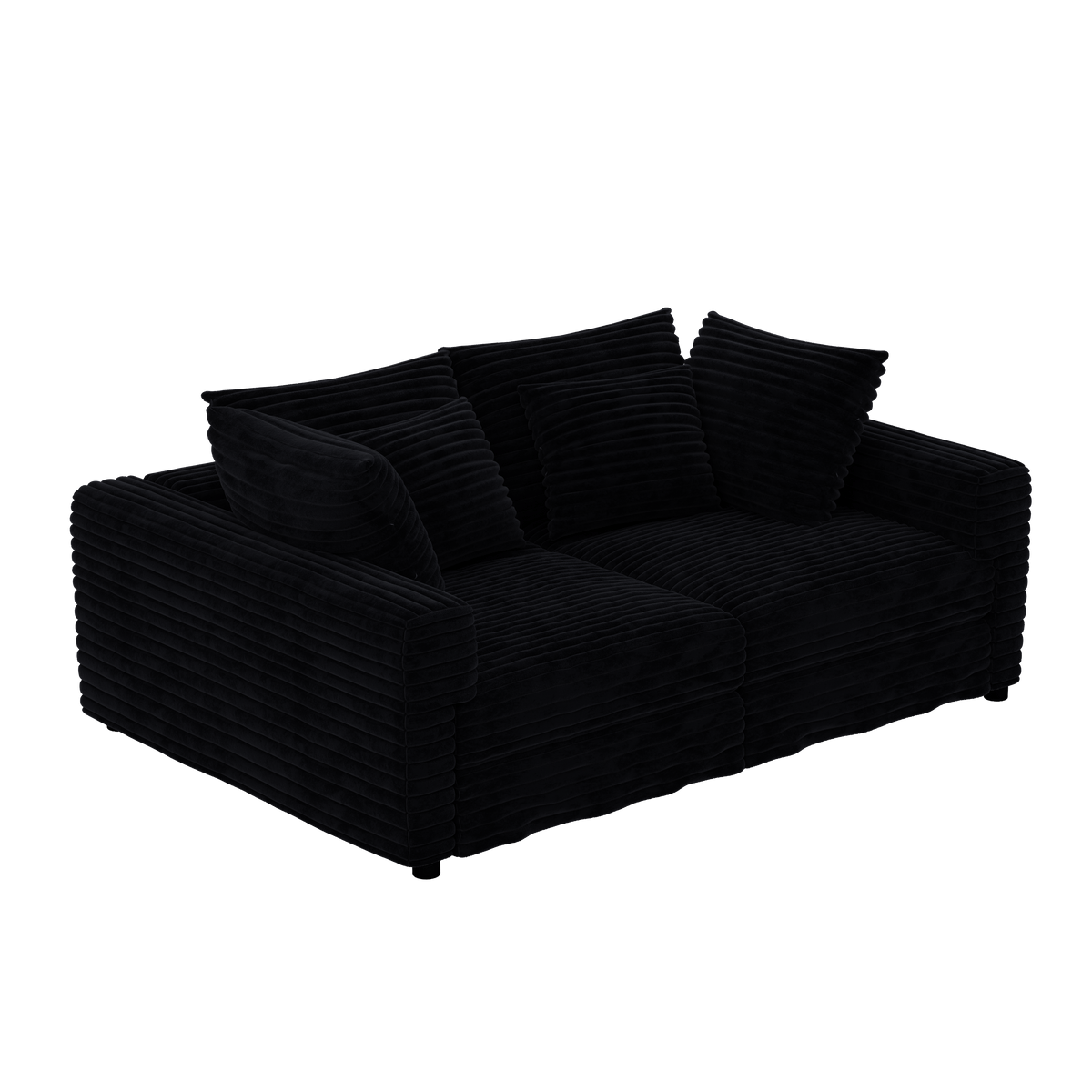 4-Seater Corduroy Cloud Sofa, Deep Seat with Soft Pillows & 2 Ottomans
