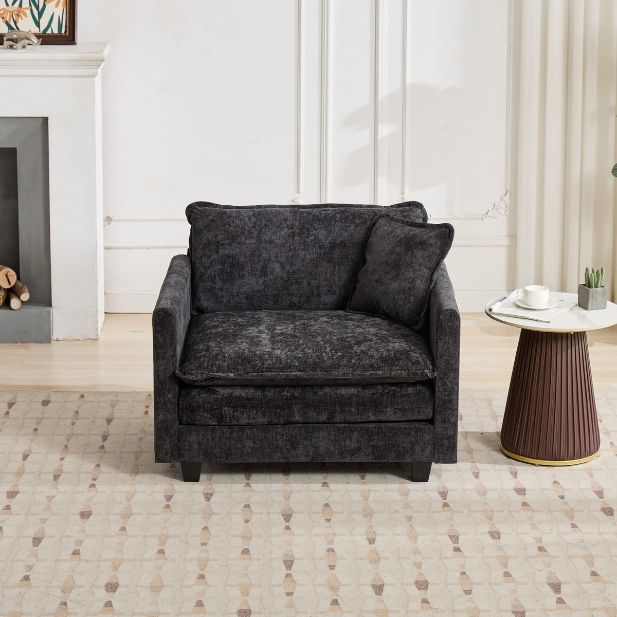 Cloud Sofa Single Seat, Modern Couch, Chenille Fabric