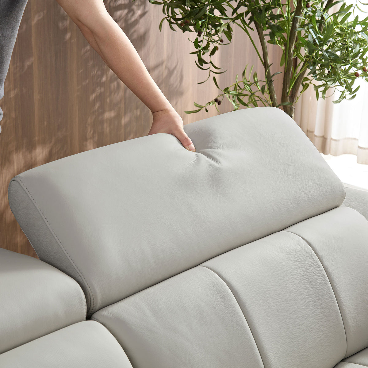 Modern Electric Wall-Hugger Reclining L-Shaped Leather Sofa with USB Port