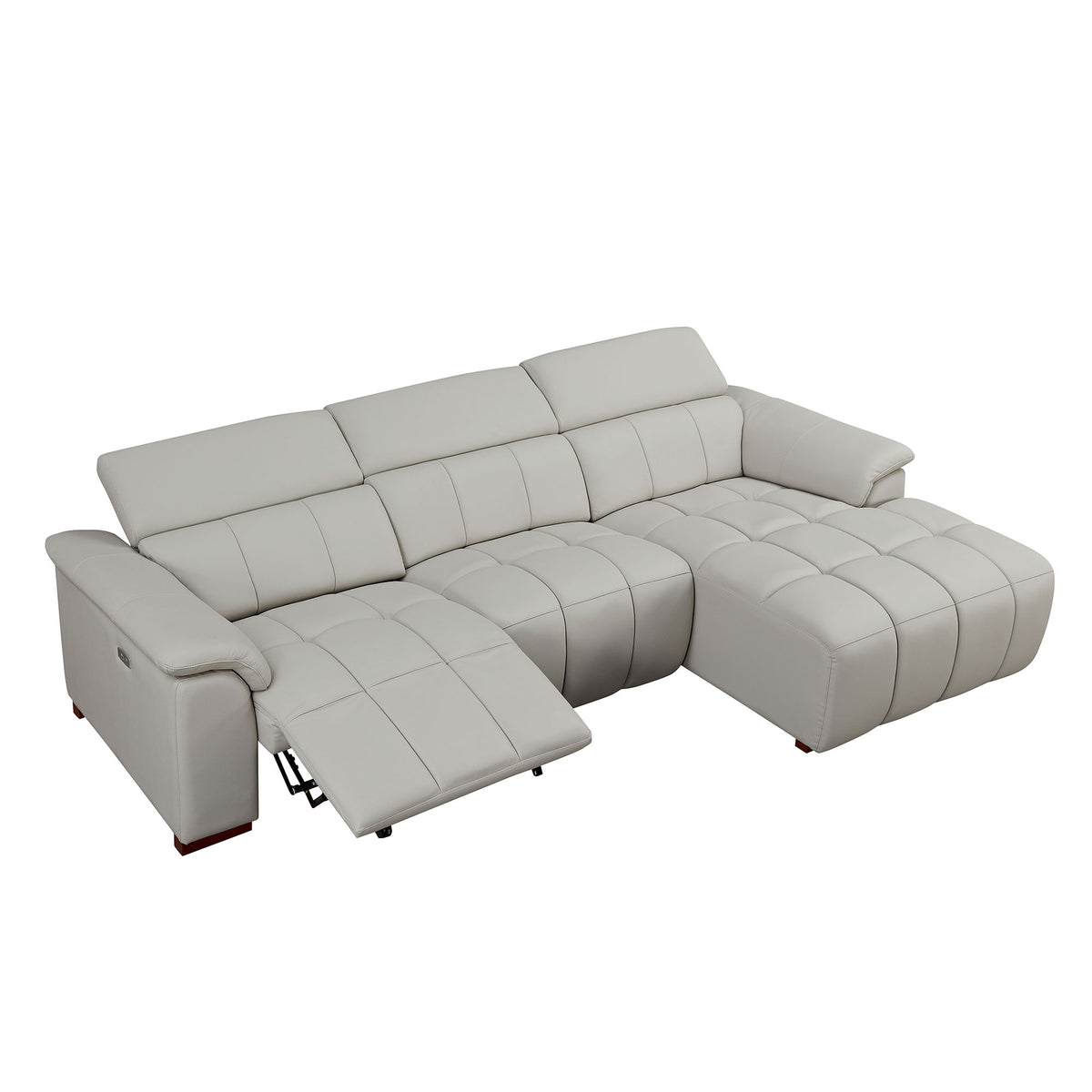 Modern Electric Wall-Hugger Reclining L-Shaped Leather Sofa with USB Port