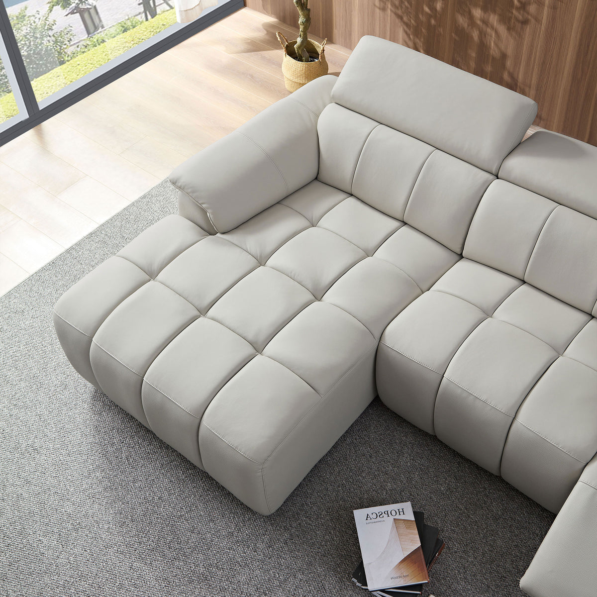 Modern Electric Wall-Hugger Reclining L-Shaped Leather Sofa with USB Port