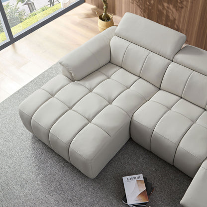 Modern Electric Wall-Hugger Reclining L-Shaped Leather Sofa with USB Port