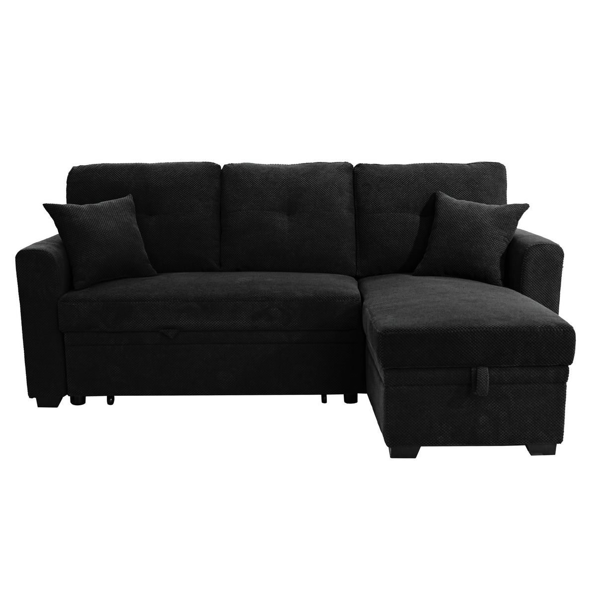 Convertible Sofa Bed with Reversible Chaise, Storage & Breathable Fabric