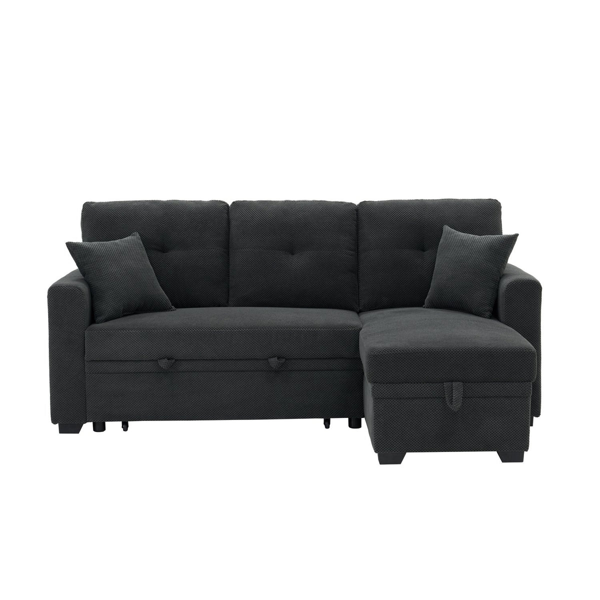 Convertible Sofa Bed with Reversible Chaise, Storage & Breathable Fabric