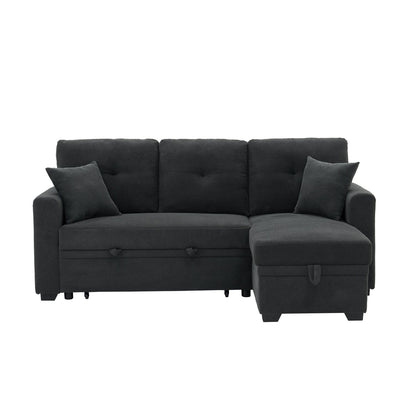 Convertible Sofa Bed with Reversible Chaise, Storage & Breathable Fabric