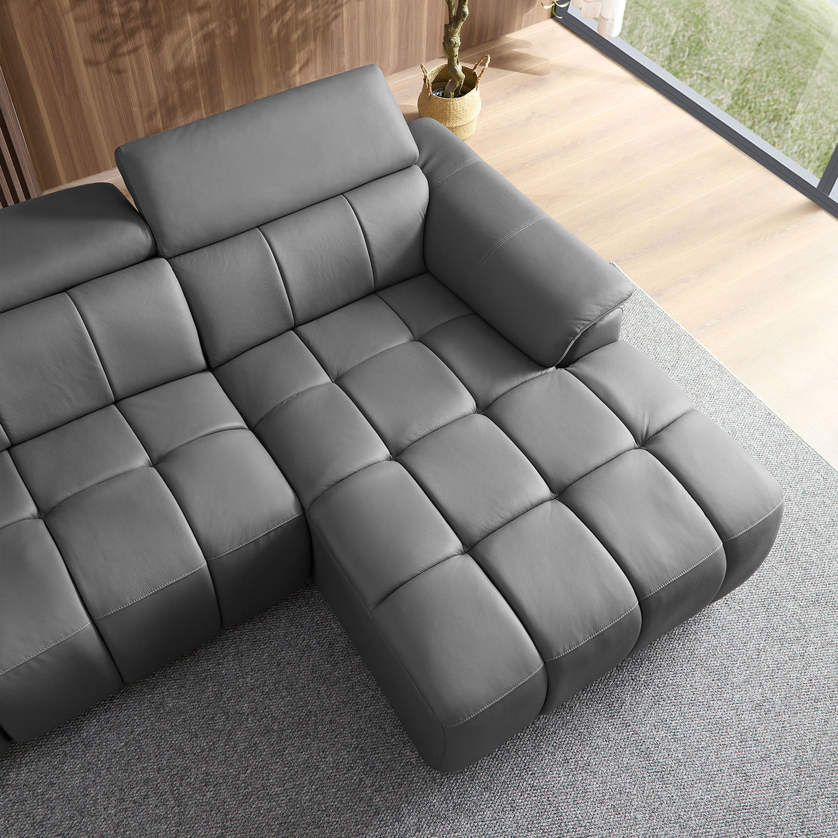 Modern Electric Wall-Hugger Reclining L-Shaped Leather Sofa with USB Port