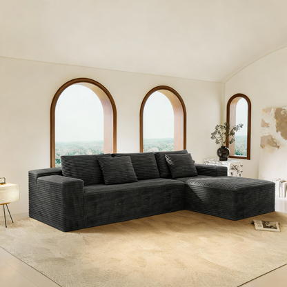 Compressed Modular Sofa Seat, Corduroy Upholstered Couch for Living Room & Bedroom