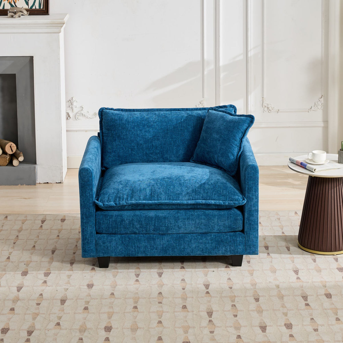 Cloud Sofa Single Seat, Modern Couch, Chenille Fabric