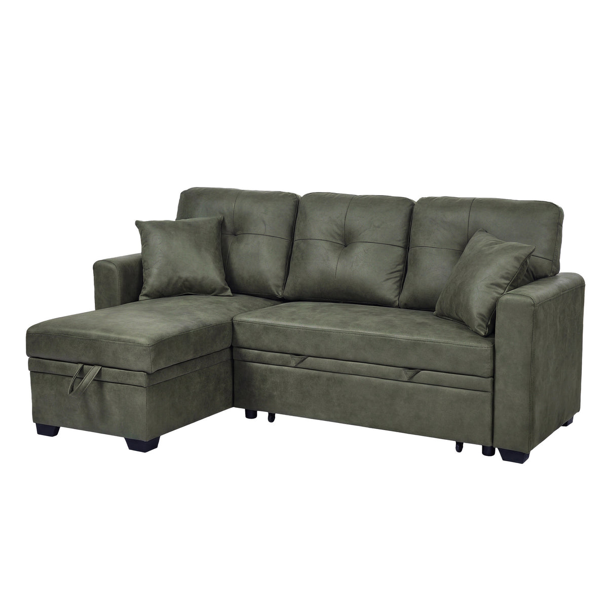 L-Shaped Sectional Sofa with Pull-Out Bed, Reversible Chaise & Storage
