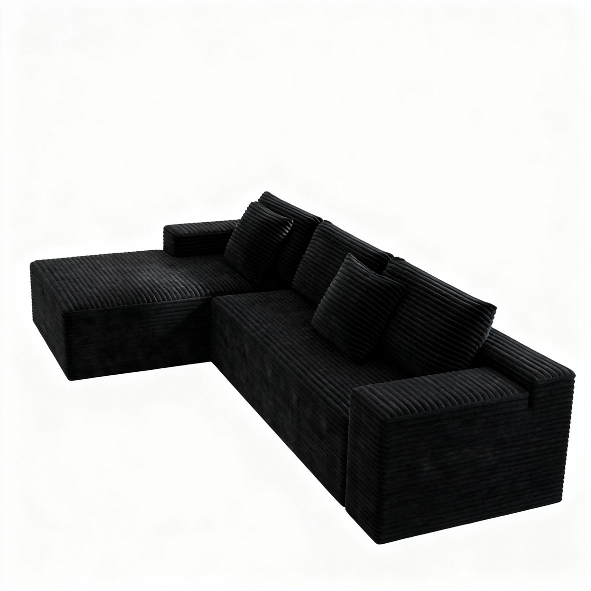2PC Modular Sectional Sofa, Plush Corduroy Upholstered Couch, No Assembly