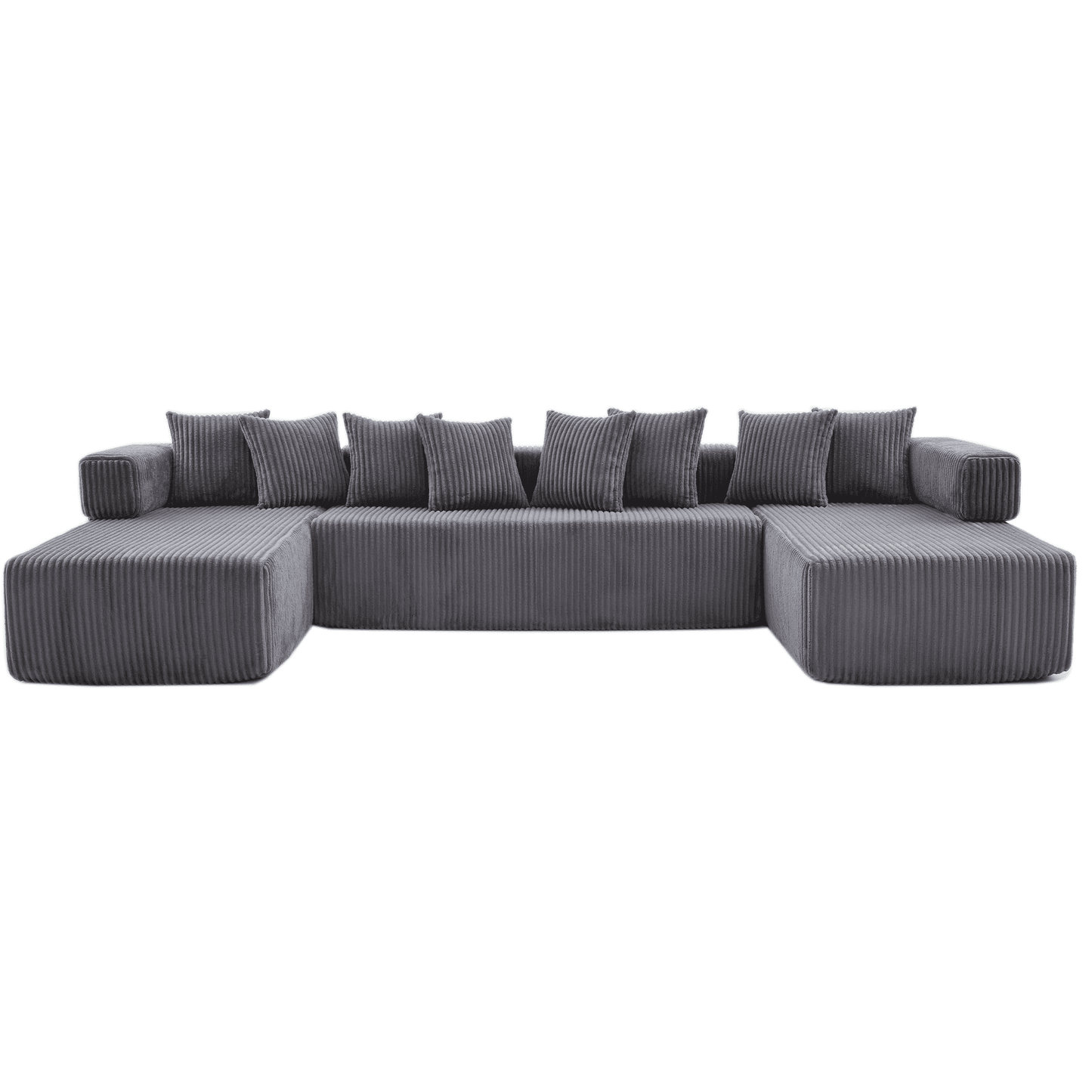 Dark Gray Oversized Modular Sectional Sofa – 6-Seat Convertible L-Shaped Corduroy Couch with Free Combination Design