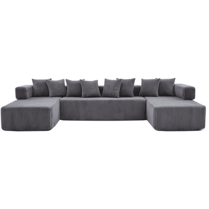 Dark Gray Oversized Modular Sectional Sofa – 6-Seat Convertible L-Shaped Corduroy Couch with Free Combination Design