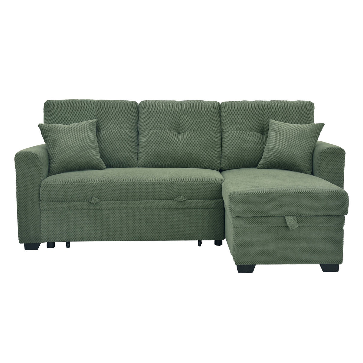 Convertible Sofa Bed with Reversible Chaise, Storage & Breathable Fabric