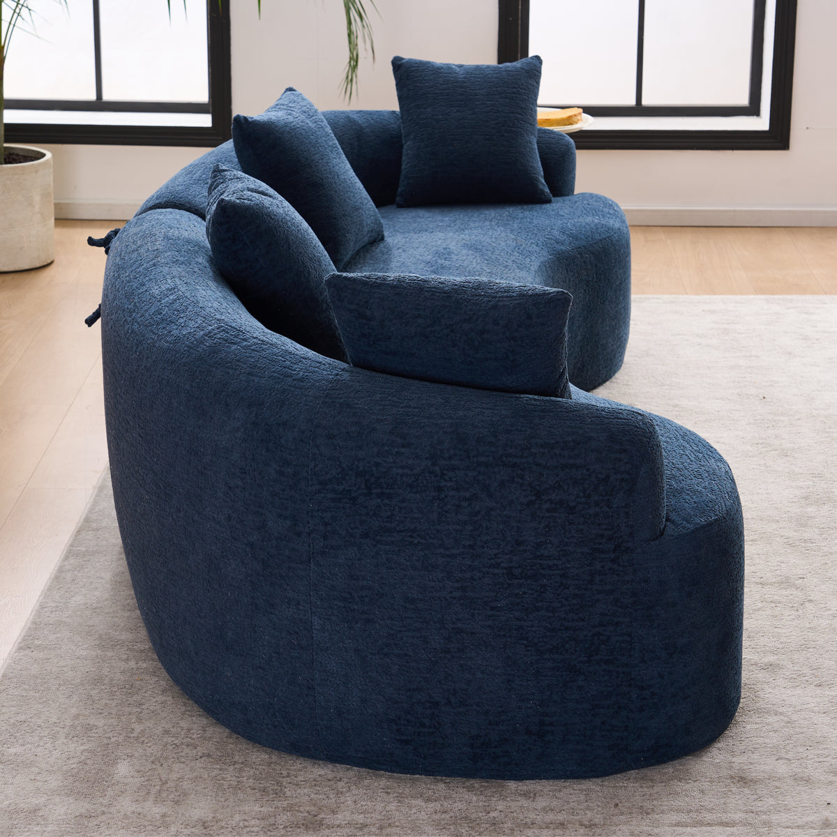 Curved Boneless Chenille Modular Sectional Sofa, Compression Sleeper Couch
