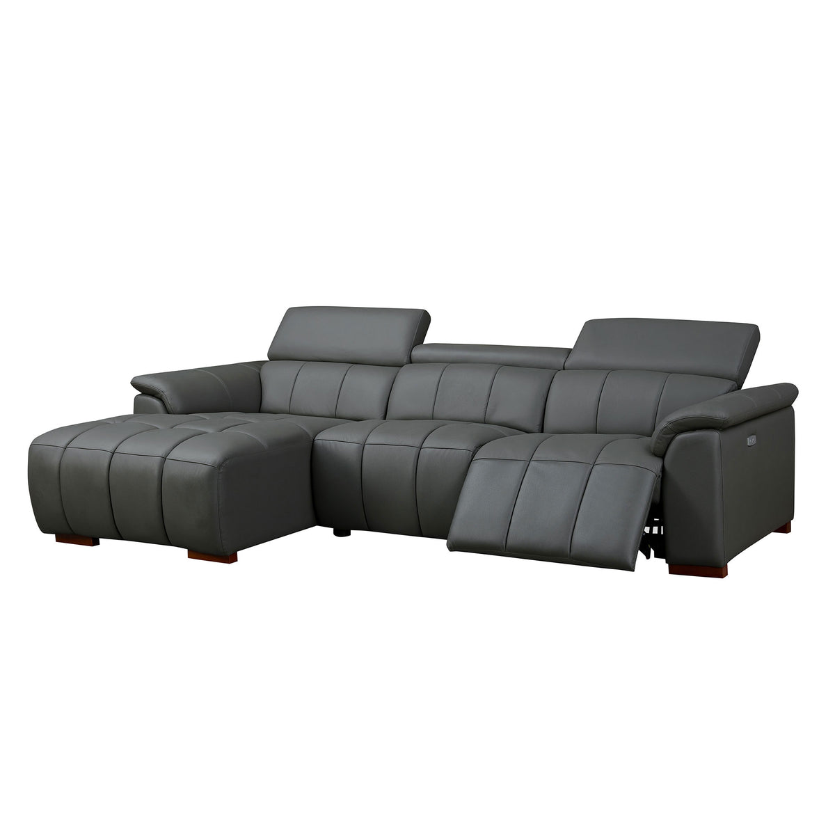 Modern Electric Wall-Hugger Reclining L-Shaped Leather Sofa with USB Port