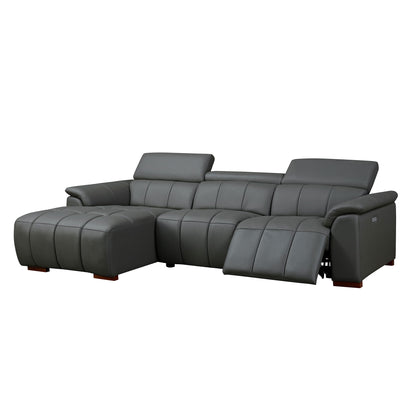 Modern Electric Wall-Hugger Reclining L-Shaped Leather Sofa with USB Port