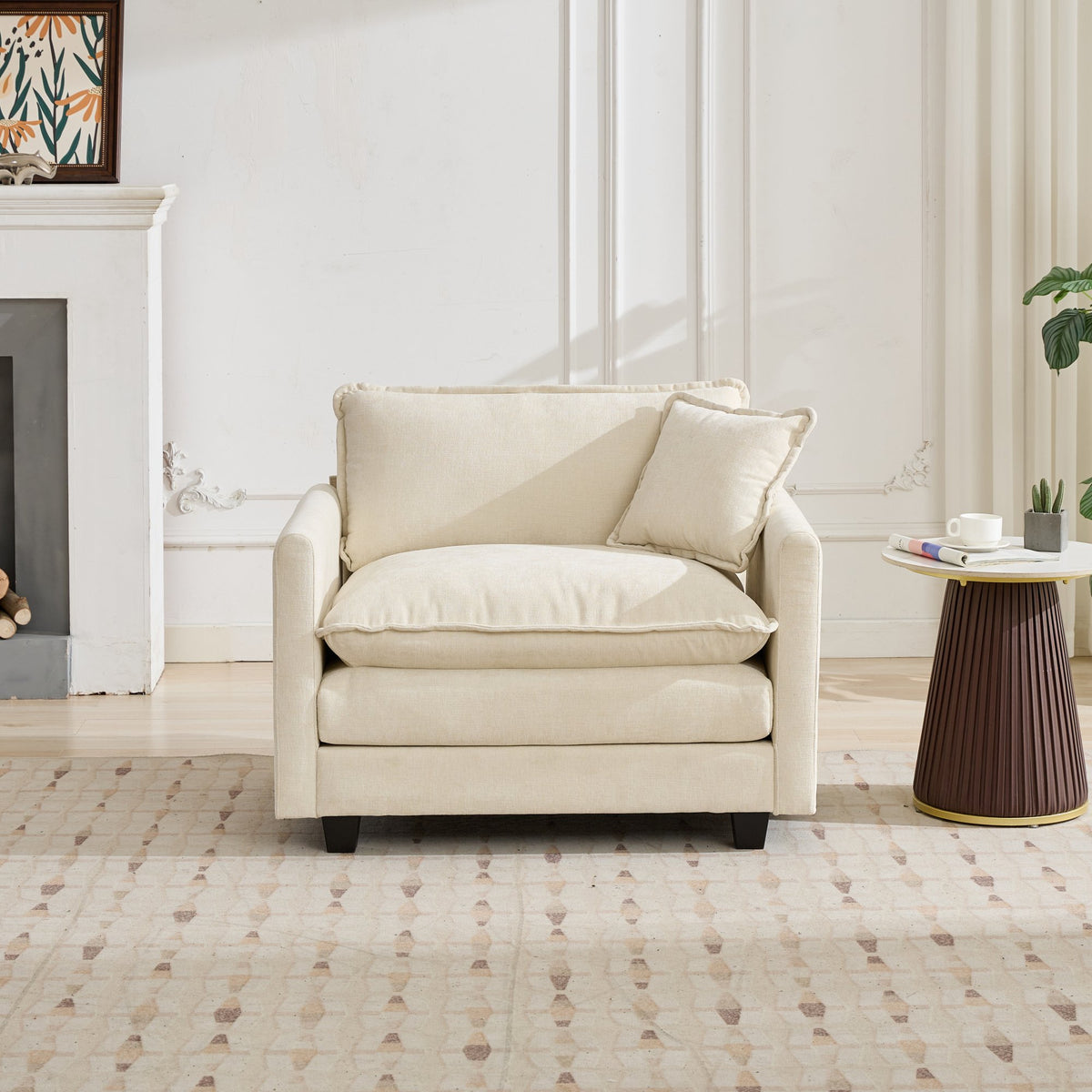 Cloud Sofa Single Seat, Modern Couch, Chenille Fabric
