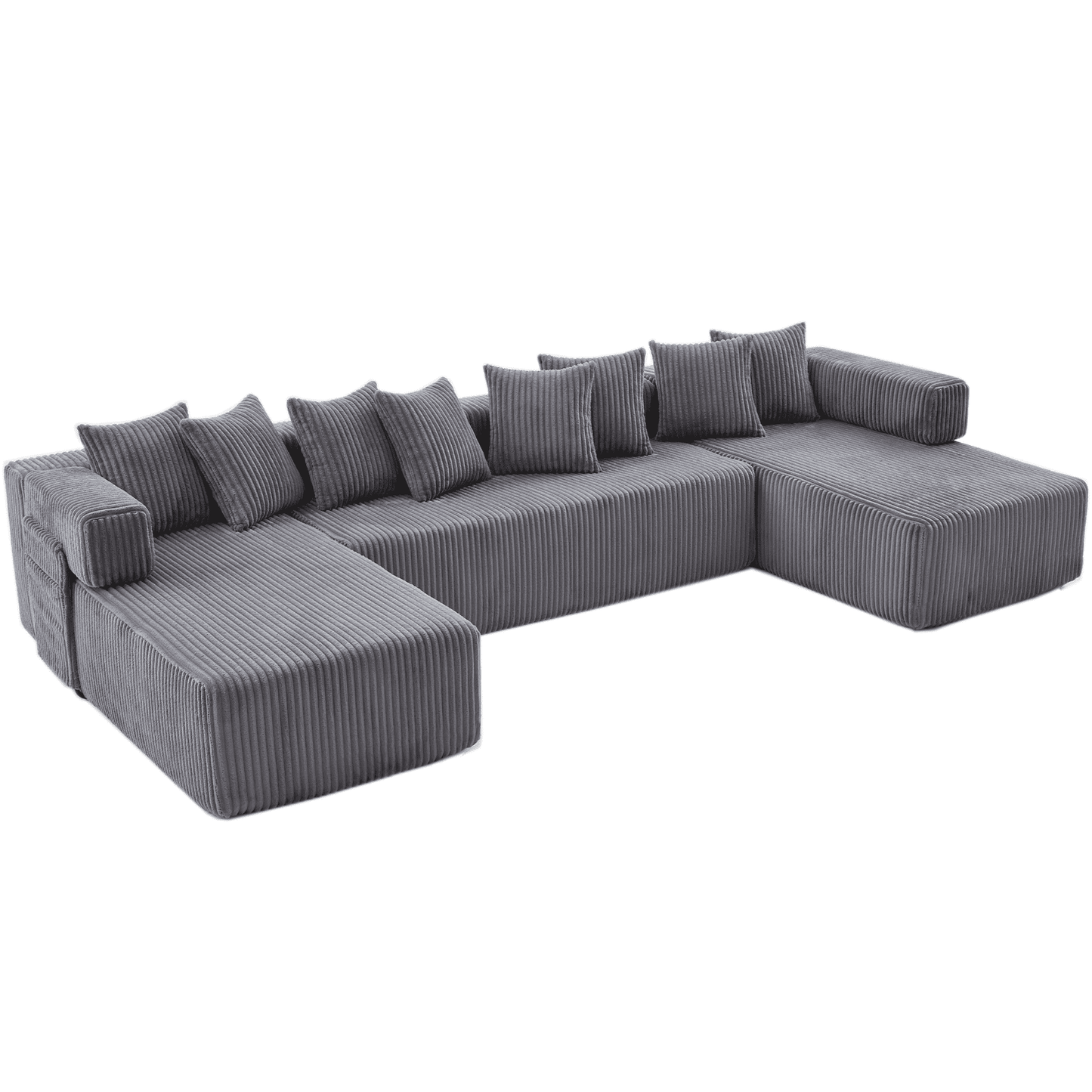 Dark Gray Oversized Modular Sectional Sofa – 6-Seat Convertible L-Shaped Corduroy Couch with Free Combination Design