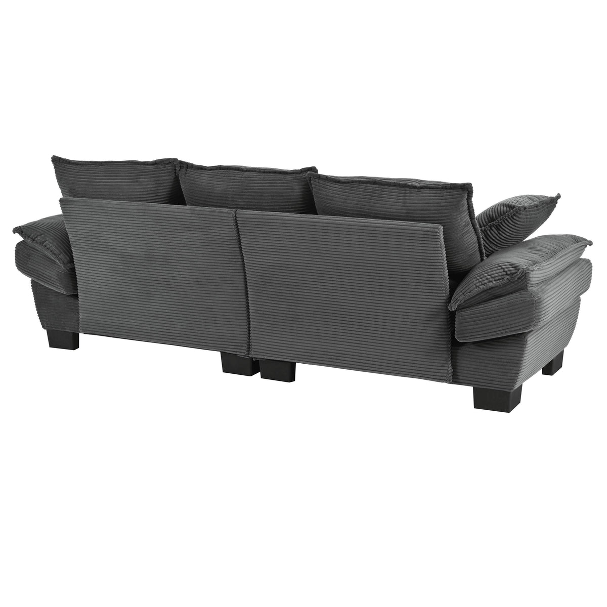 U-Style Modern Curved Sofa, Back Upholstered Couch with 2 Decorative Throw Pillows, Corduroy Fabric Couch for Living Room, Bedroom , Apartment