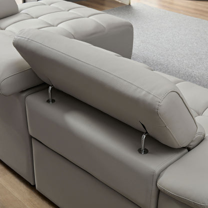 Modern Electric Wall-Hugger Reclining L-Shaped Leather Sofa with USB Port