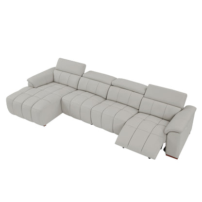 Modern Electric Wall-Hugger Reclining L-Shaped Leather Sofa with USB Port