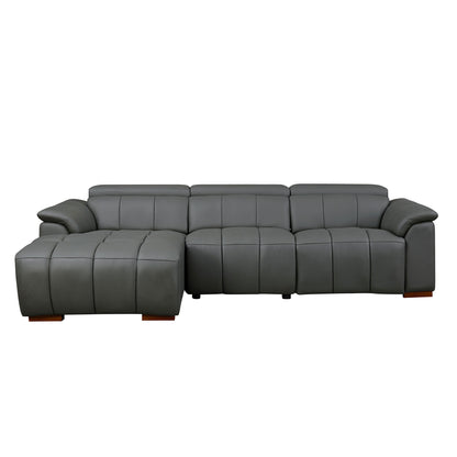 Modern Electric Wall-Hugger Reclining L-Shaped Leather Sofa with USB Port