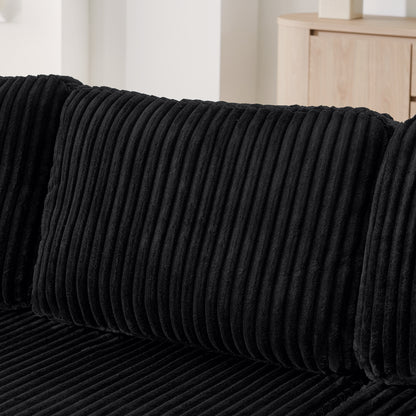 U-Shaped Modular Corduroy Sectional Sofa, Compressed Sleeper Couch