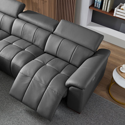 Modern Electric Wall-Hugger Reclining L-Shaped Leather Sofa with USB Port