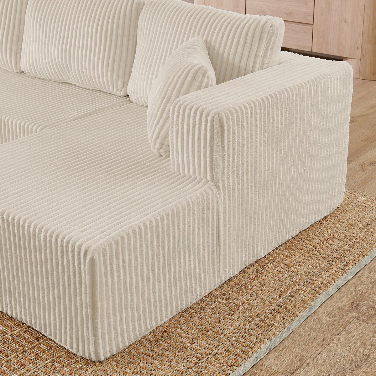 U-Shaped Modular Corduroy Sectional Sofa, Compressed Sleeper Couch