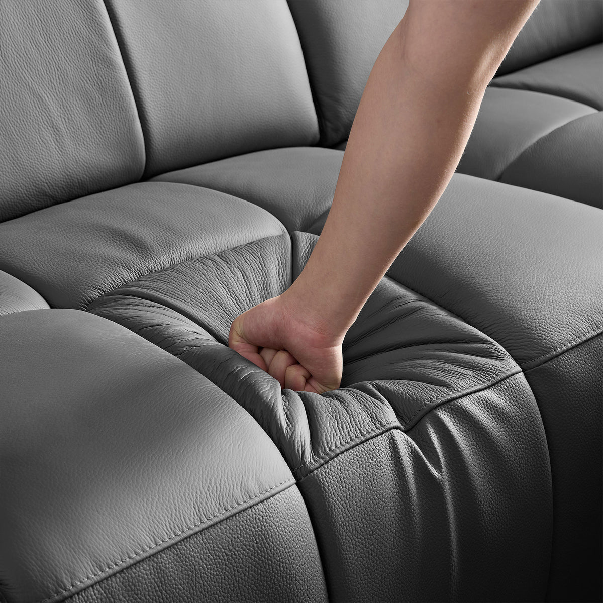 Modern Electric Wall-Hugger Reclining L-Shaped Leather Sofa with USB Port