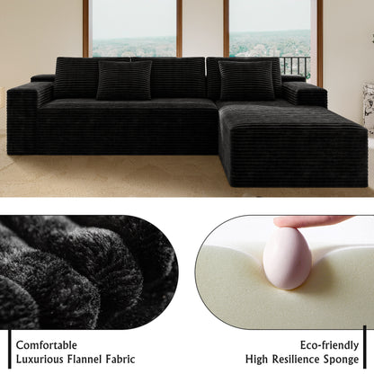 Compressed Modular Sofa Seat, Corduroy Upholstered Couch for Living Room & Bedroom