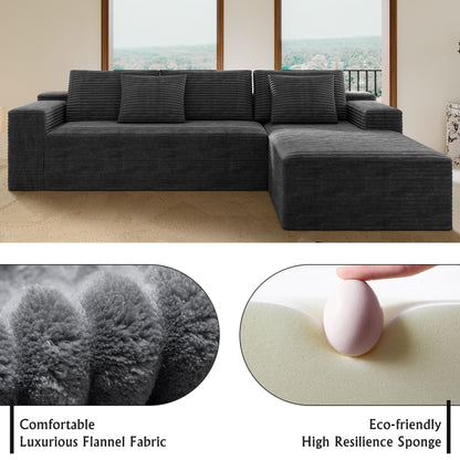 Compressed Modular Sofa Seat, Corduroy Upholstered Couch for Living Room & Bedroom